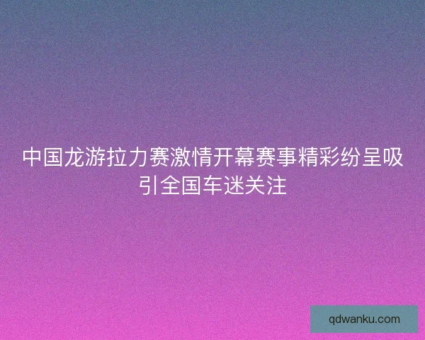 中国龙游拉力赛激情开幕赛事精彩纷呈吸引全国车迷关注 中国龙游拉力赛激情开幕赛事精彩纷呈吸引全国车迷关注
