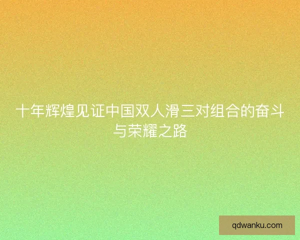 十年辉煌见证中国双人滑三对组合的奋斗与荣耀之路